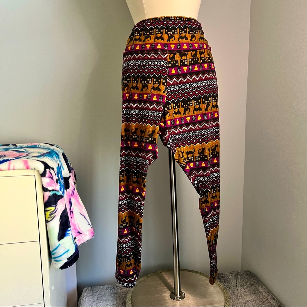 French Laundry 3X Multicolor Fall Halloween Leggings Black Cats